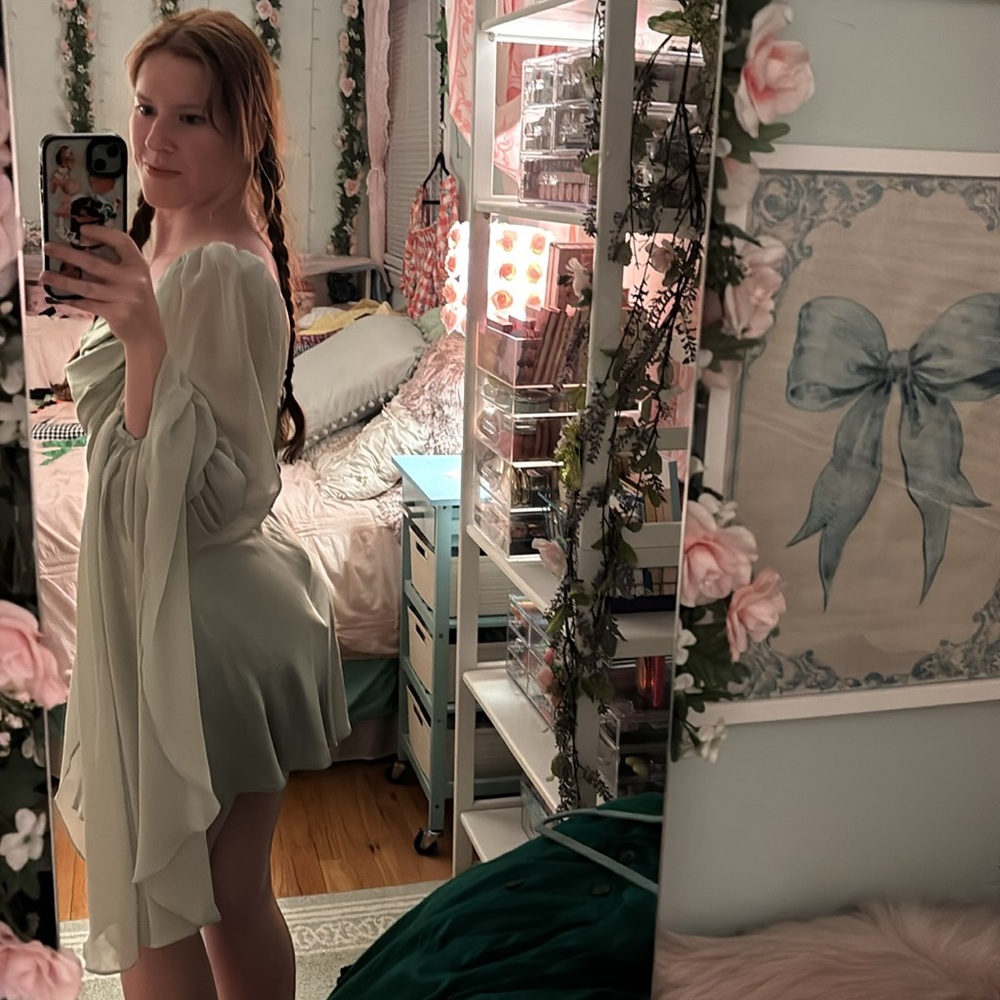 For Love & Lemons sage green long sleeve elven dress - Picture 10 of 10